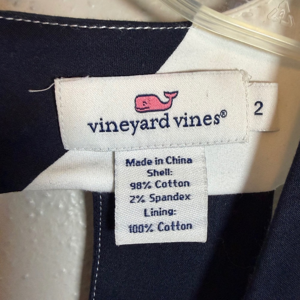 Vineyard Vines Womens Navy White Chevron Stripe V-Neck Open Back Dress Size 2 - Picture 7 of 10